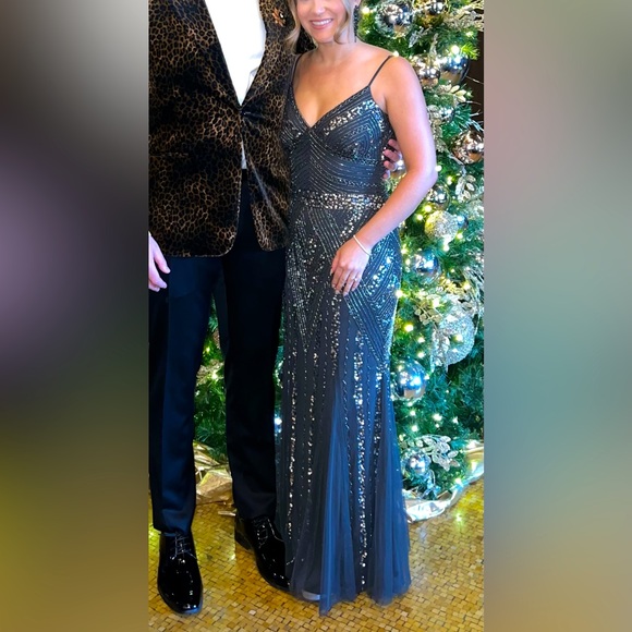 MARINA Dresses & Skirts - Marina Beaded Charcoal Gown